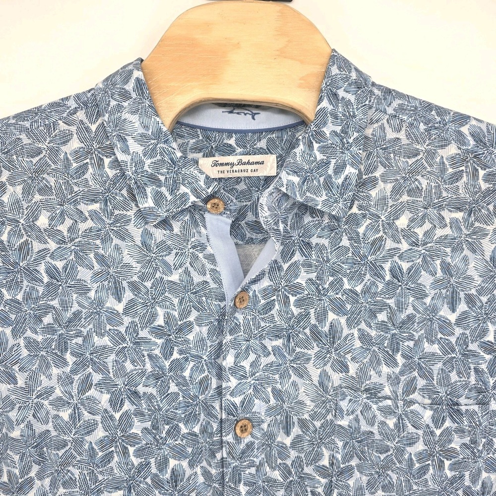 New Tommy Bahama Shirt Mens 2XL Veracruz Cay Sand Dollar Blue Spread Button Up